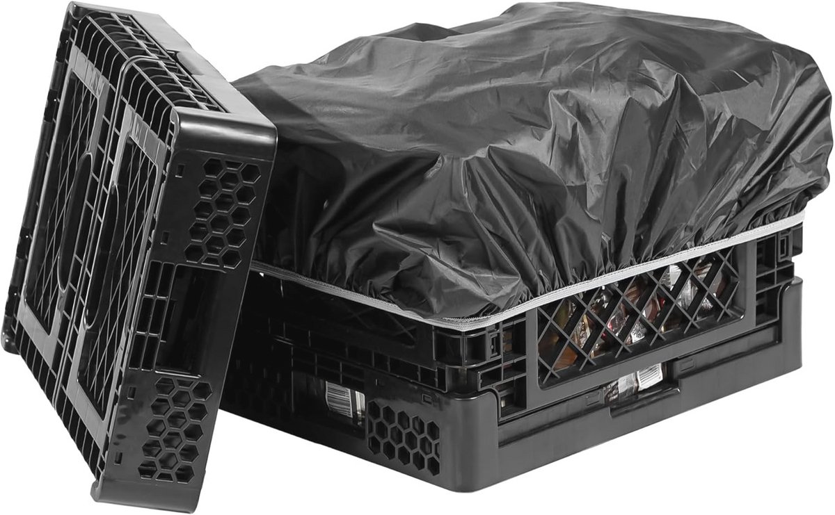 Vouwbare boodschappentas met regenhoes - Ruimtebesparende opbergoplossing voor boodschappen en reizen - 25L - Zwart