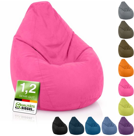 Green Bean® Zitzak met rugleuning "Drop" 60x60x90cm - Binnenzitkussen 220L EPS-korrelvulling - Roze