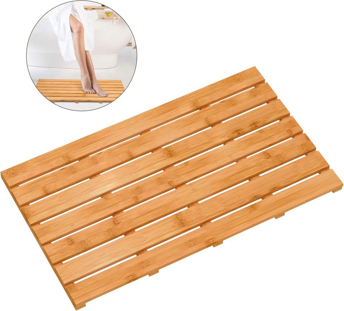 Luxe Antislip Bamboe Badmat - Waterdicht Tapijt voor Binnen en Buiten (31,3 x 18,1 x 1,5 inch)
