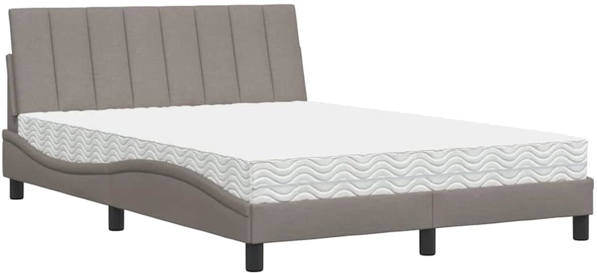 Tweepersoonsbed | Dubbelbed | Volwassenenbed | Bed met matras "Hanko" stof taupe 140x190 cm
