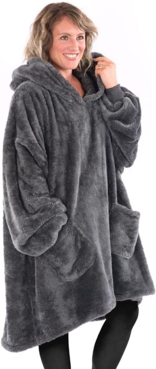 Hooded Wearable Blanket - Oversized Sherpa Fleece for Adults - Soft and Comfortable Jumper for Winter - Unisex