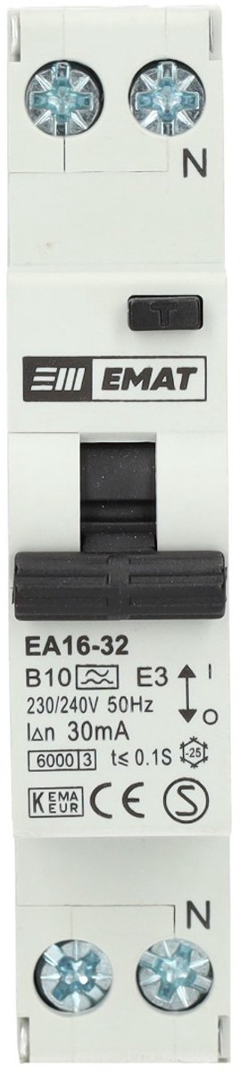 EMAT aardlekautomaat B10 1P+N 30mA Type A (85006002)