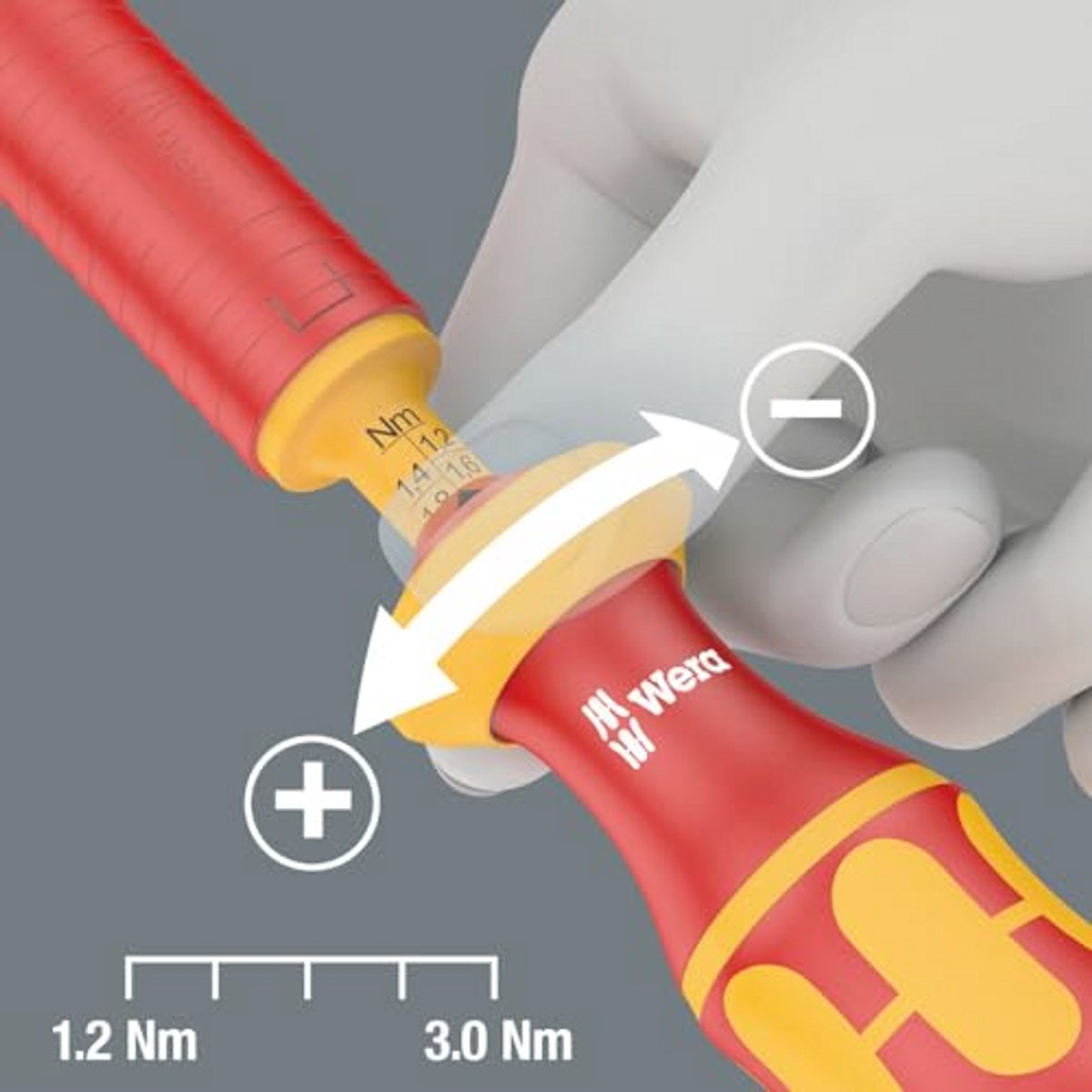 Instelbare draaimoment schroevendraaier 1,2-3,0 Nm met kleurmarkering
