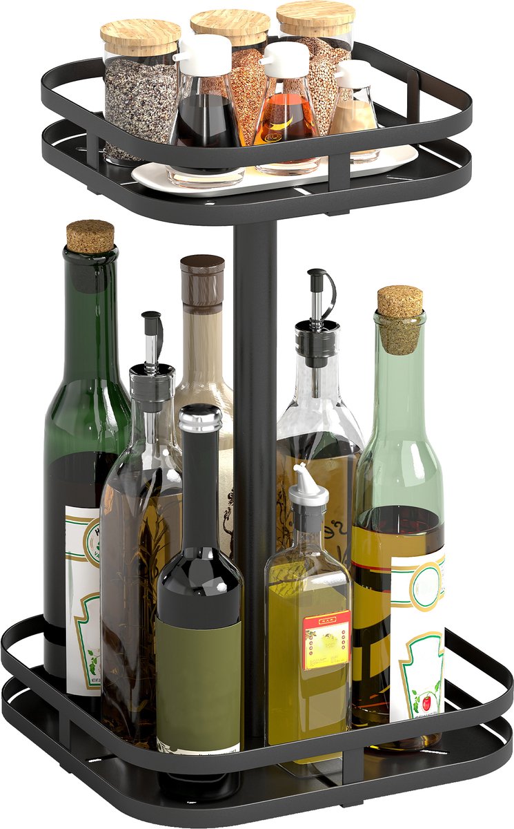 Homcom Spice Rack-Metaal-24L x 24B x 38H cm-Zwart