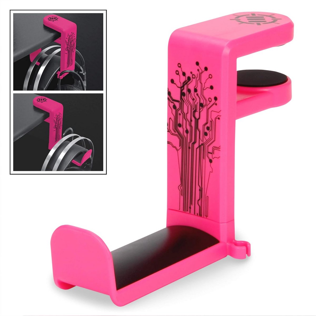Hooftelefoonhouder voor PC Gaming - Onder Bureau Klem met 360 Draaibare Arm - Universele Hoofdtelefoonstandaard met Kabel Organizer
