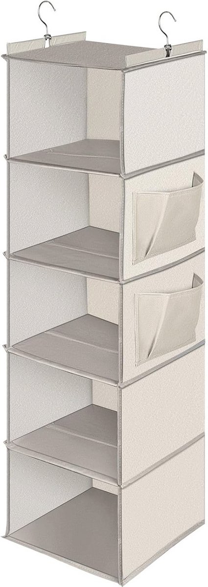 Organizer Hangkast met 5 Planken - Opvouwbare Kledingkast voor Slaapkamer - Beige