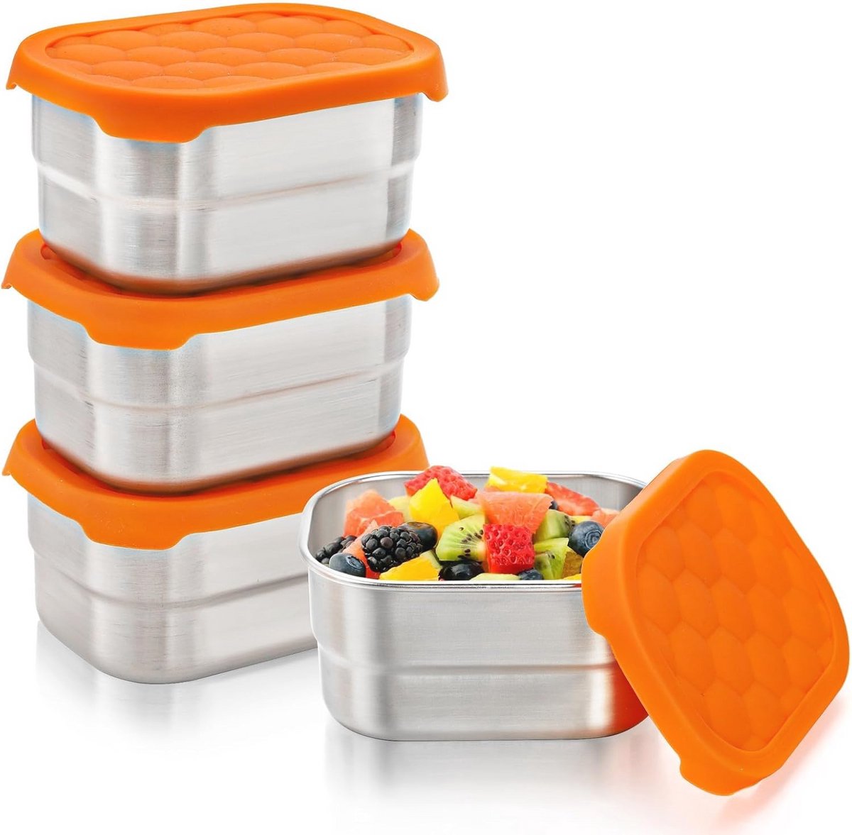 Kleine Roestvrijstalen Snack Containers - Set van 3 - 230ml
