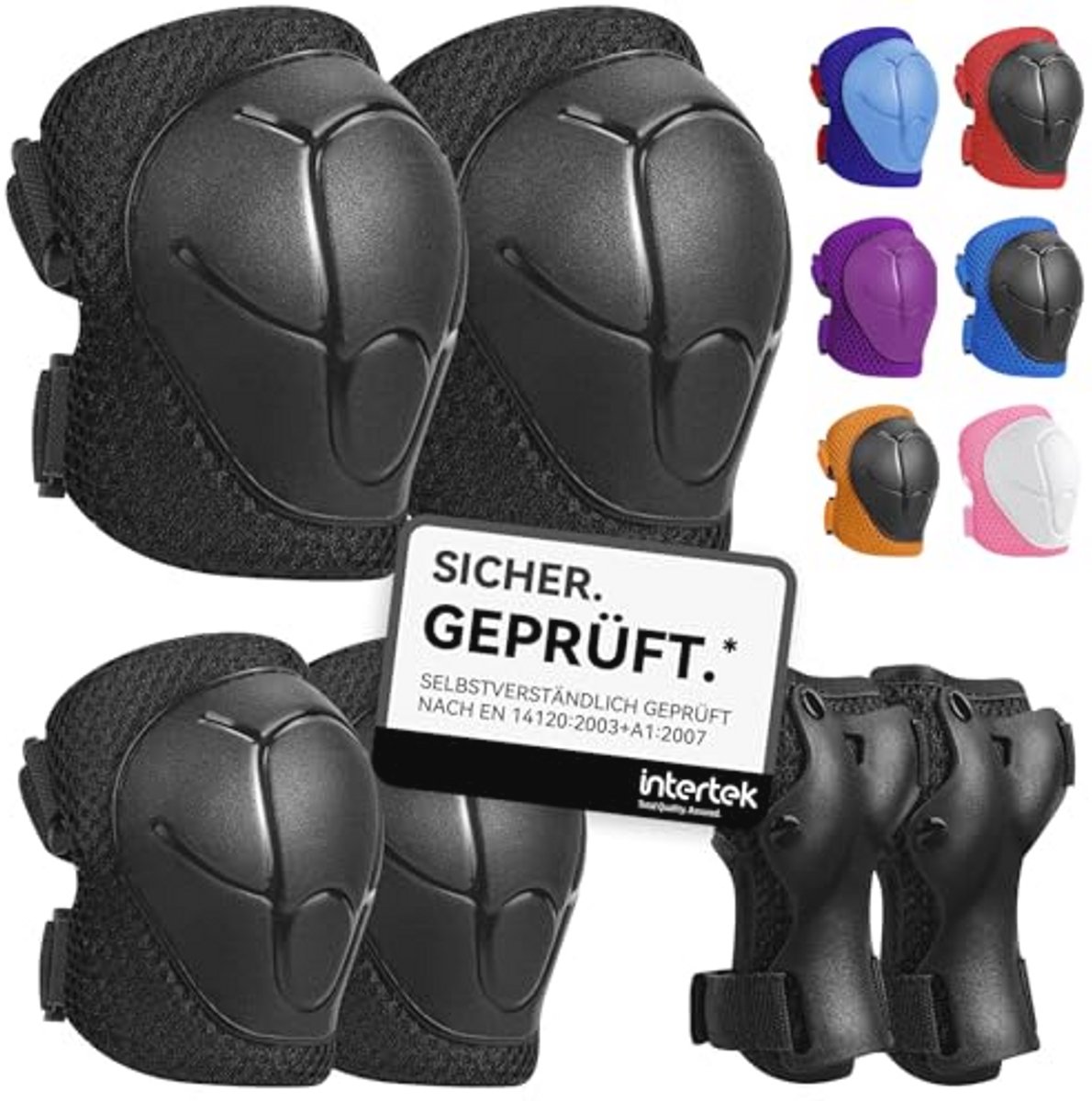 Set van 6 Beschermende Pads voor Kinderen - Knie- en Elleboogbeschermers, Verstelbaar voor Skaten en Scooteren