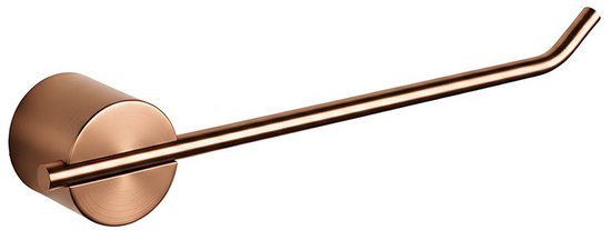 Porte-rouleau de toilette en cuivre brossé, isolé sur un fond blanc.