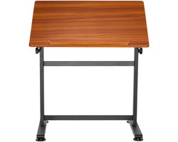 Verstelbare Tekentafel met 0°-90° Kantelhoek, Draagbaar Kunstenaarsbureau met Zwart H-Frame en Bruin Houten Oppervlak, Veelzijdige Werkplek voor Tekenen, Schrijven, Knutselen en Vergaderingen