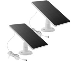 2 Pack Zonnepaneel voor Ring Camera – 5W Camera Zonnepaneel Compatibel met Ring Spotlight Cam Battery en Stick Up Cam Battery – IP65 Waterdicht 3m Kabel 360° Verstelbare Houder
