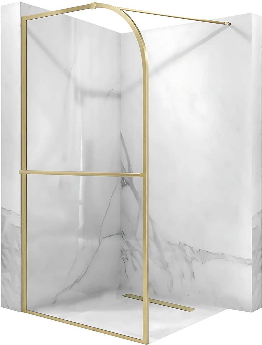 Rea Sky 100 - Walk-Indouchewand - Geborsteld Goud - 100X0,8X200Cm