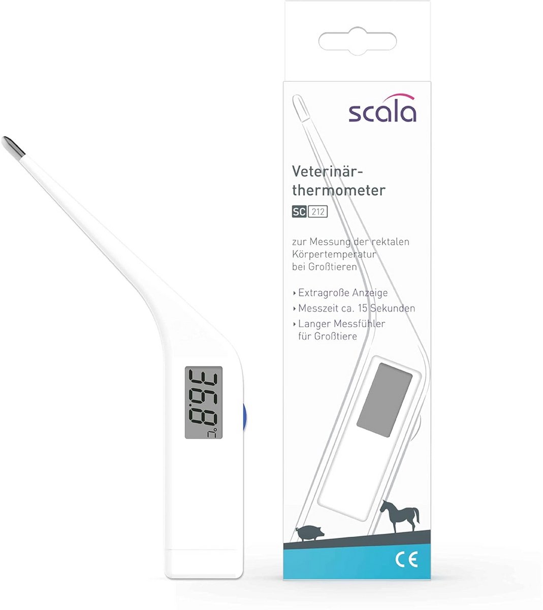 Veterinaire thermometer wit voor snelle en betrouwbare metingen