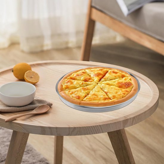 2 Stuks Ronde Pizza Bakplaten 30 cm RVS - Geschikt voor Oven en Camping — afbeelding 3