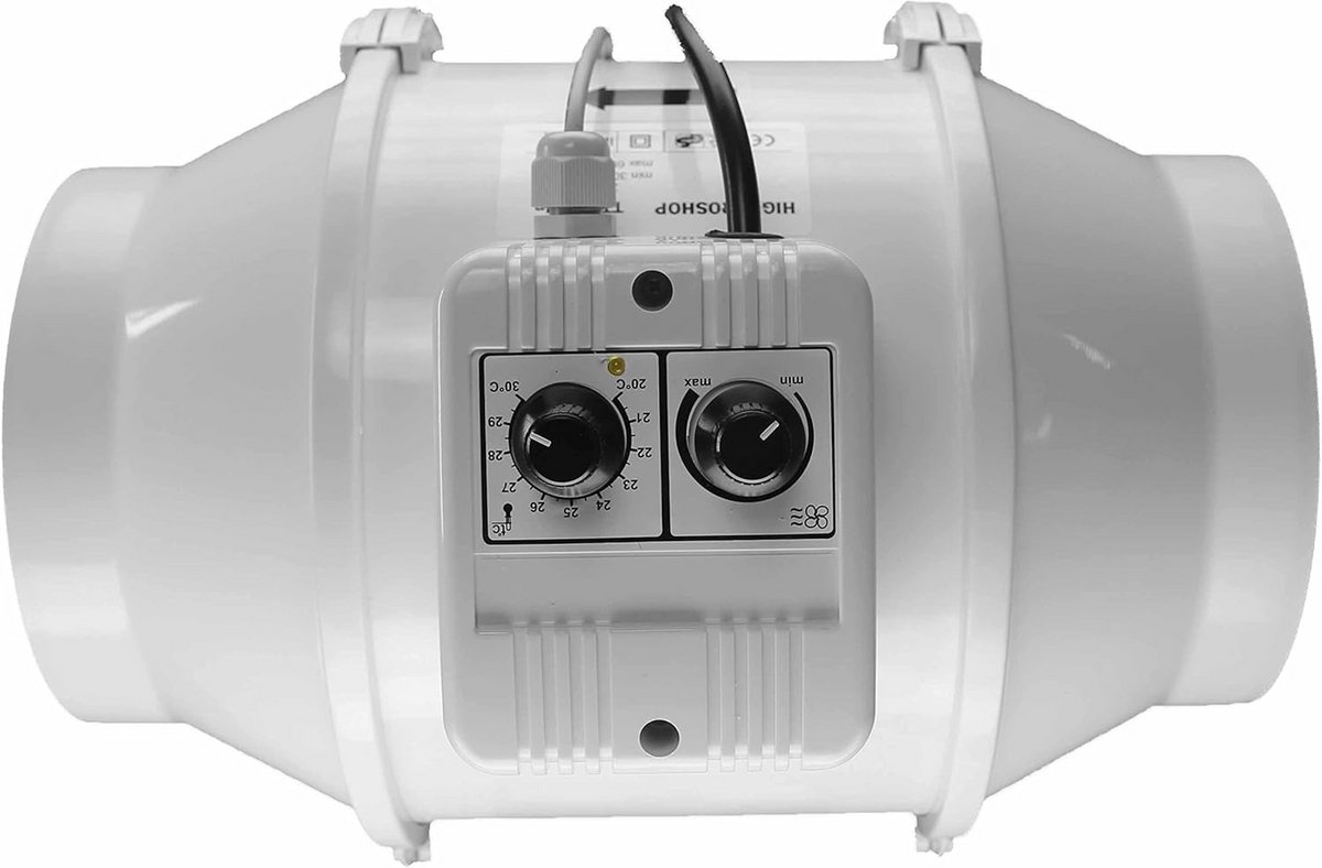 Afzuigventilator - Luchtregelaar - Ventilatie Regelen - Met Thermostaatschakelaar - 150 mm