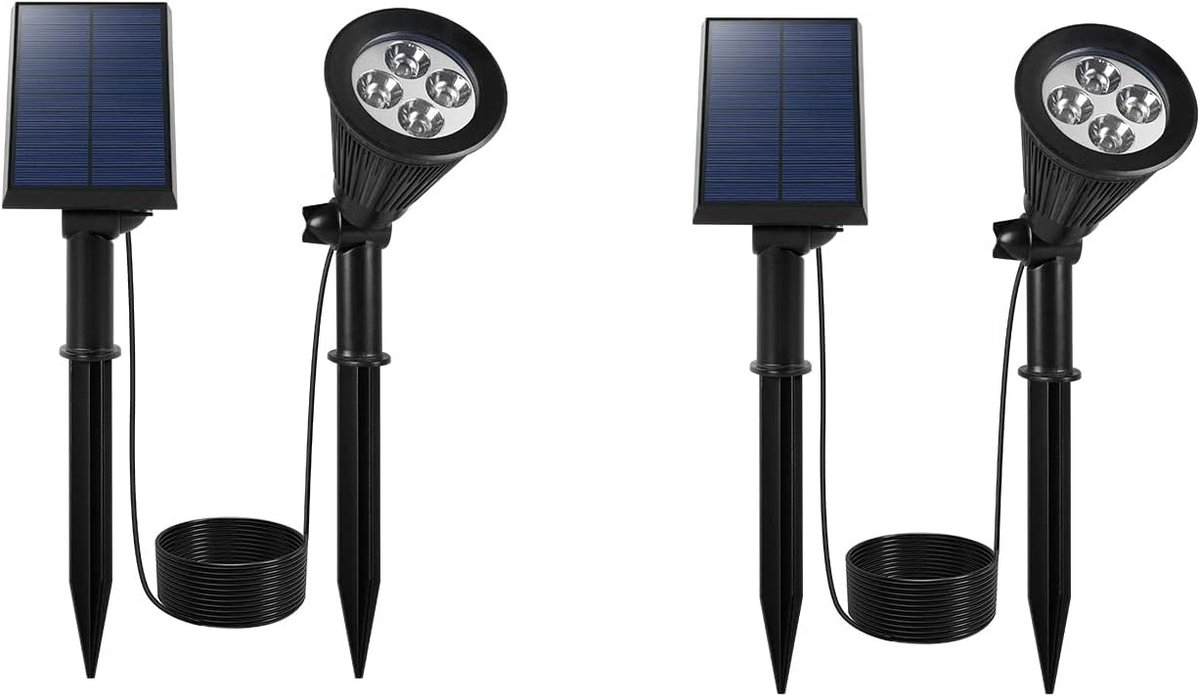 Set van 2 Solar Spotlight LED Buitenverlichting - Krachtige Dimbaar Spotjes op Zonne-energ