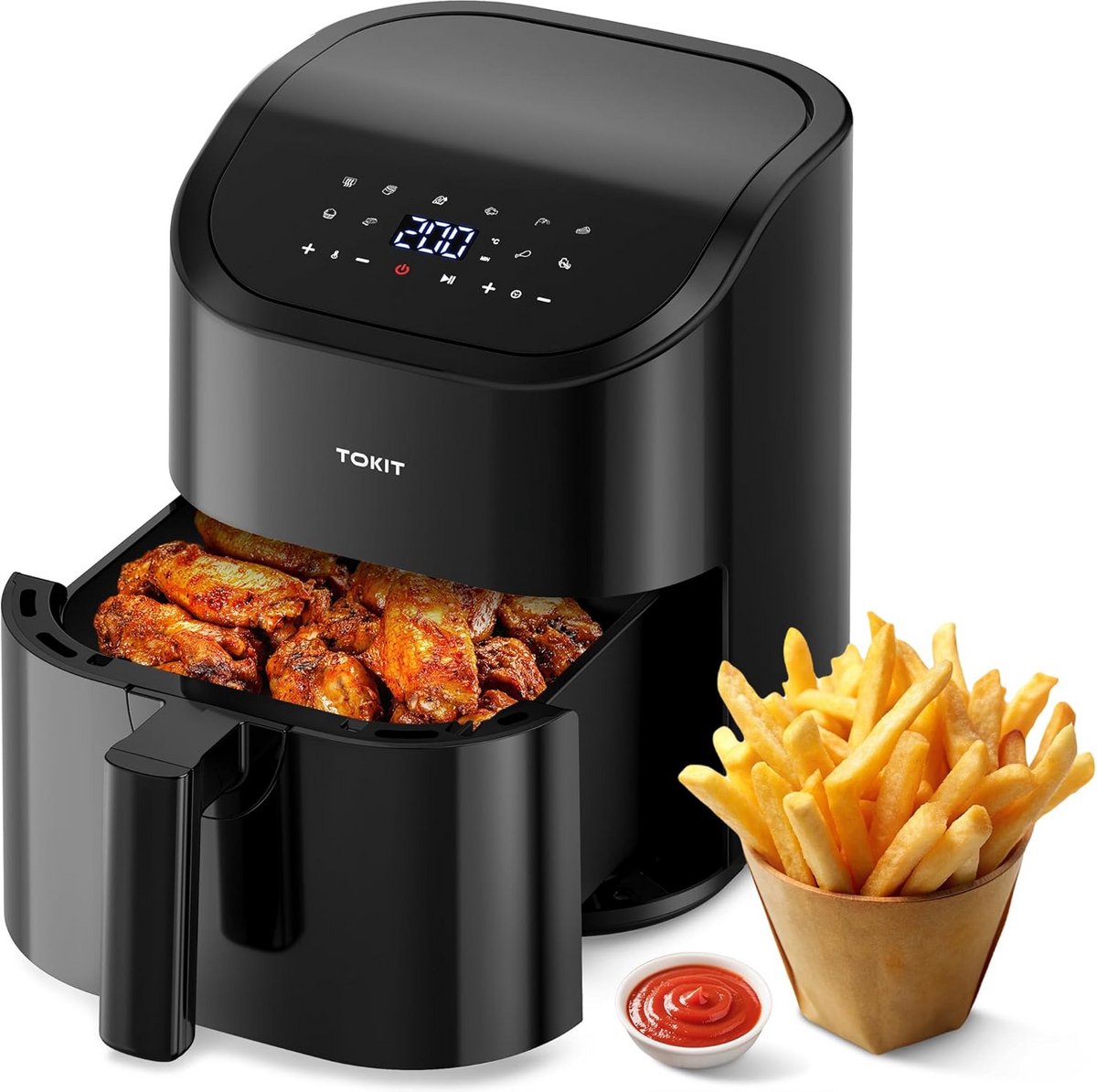 Compacte Airfryer met 10 Programma's - 4.5 Liter en 1500W Vermogen
