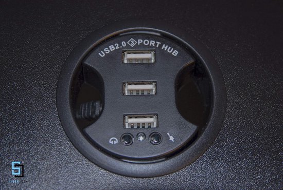 Gaming Bureau met LED Verlichting en USB Poorten - Zwart van Merkloos — afbeelding 4