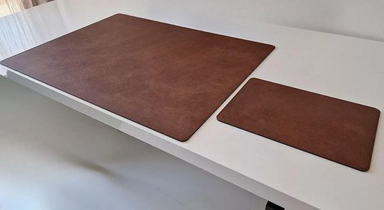 Gehoekte bureauonderlegger in Lora leer 60 x 38 bruin