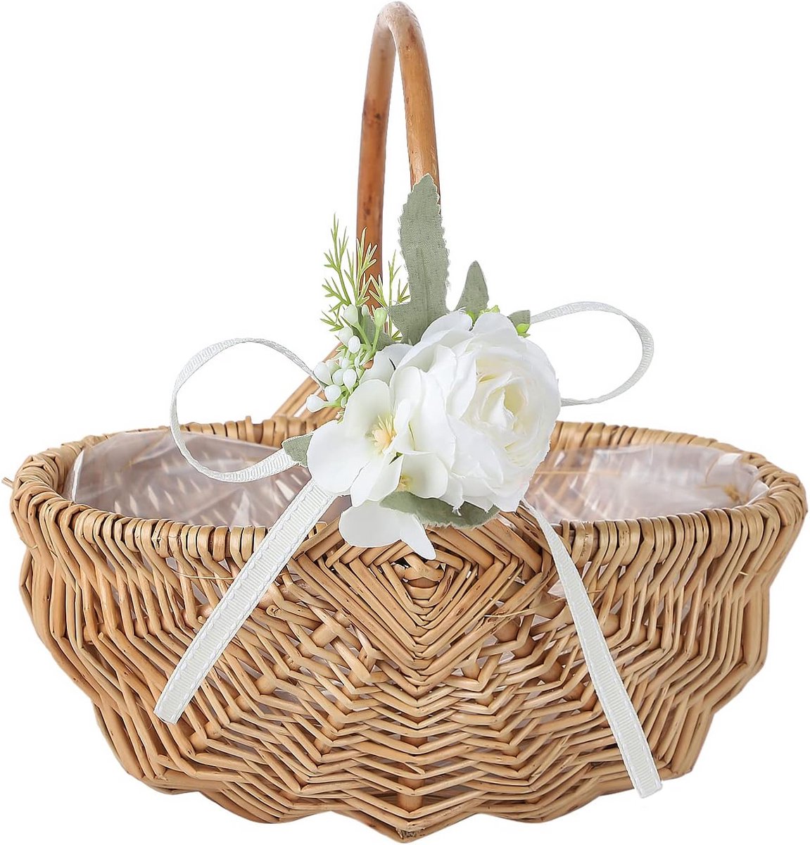 Decoratieve Riet Bloemenmand - Bruidsmeisje Mandje voor Bruiloft en Decoratie