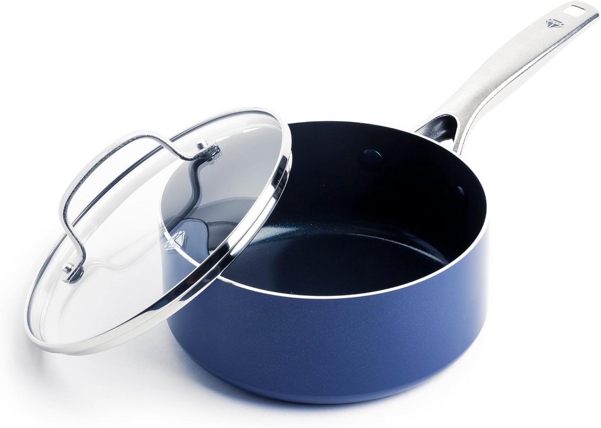 2QT Steelpan met Deksel, Diamant Keramisch Antiaanbak, PFAS-Vrij, Ovenbestendig