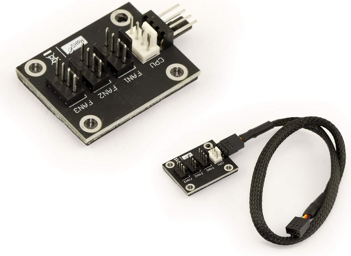 Ventilator Splitter Kabel 4-aderig voor 4 Fans - 40 cm - Schroeven of Plakken