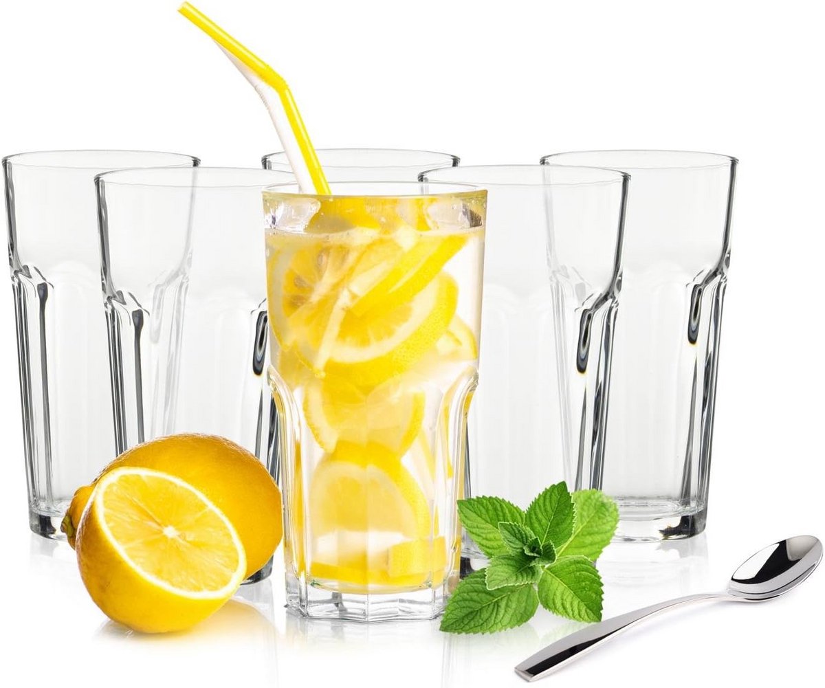 Set van 6 Cocktailglazen 420 ml - Longdrinkglazen - Juices - Glazen Stapelbaar - Geschikt voor Vaatwasser