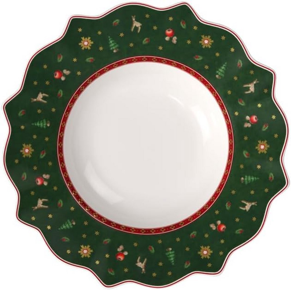 Soepbord Groen Kerstpatroon 26 cm Premium Porselein