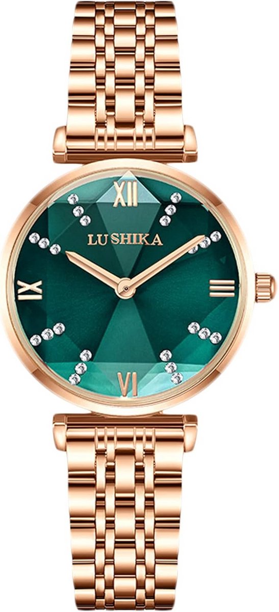 Dameshorloge Analoog Kwarts met Roségoud RVS Band en Glitters voor Dames