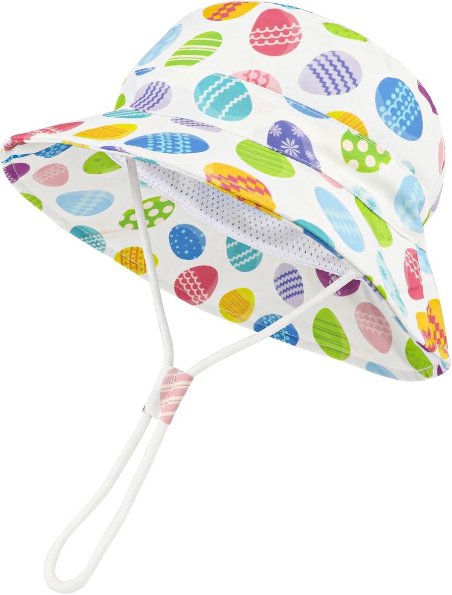 UPF50 Kinder Zonnehoed met Brede Rand en Kinband voor Peuters - Strandpet voor Jongens en Meisjes (1-4 Jaar)