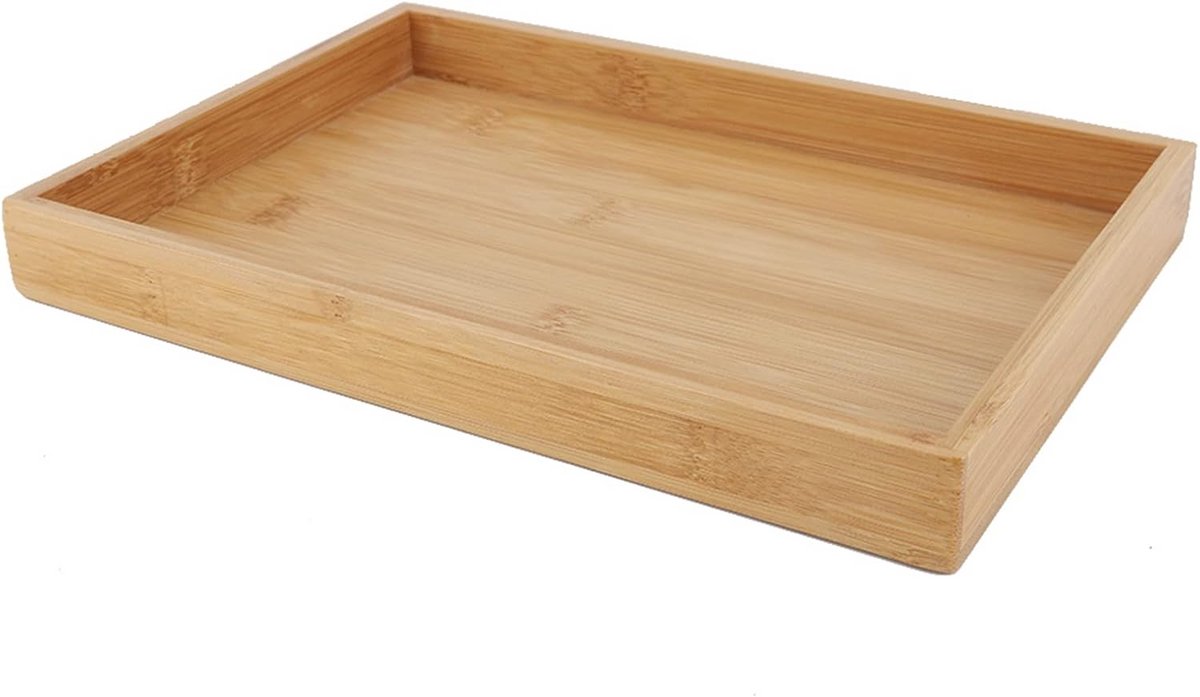 Set van kleine rechthoekige bamboe houten dienbladen voor serveren