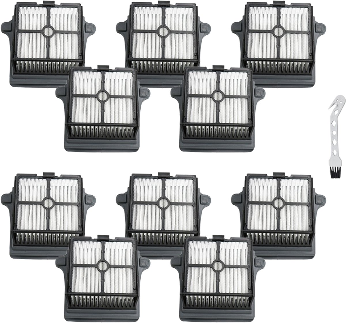 10 stuks HEPA Filters - geschikt voor Tineco FLOOR ONE S7 PRO - FLOOR ONE S6 - FLOOR ONE SWITCH S6 - FLOOR ONE SWITCH S7 - FLOOR ONE S7 COMBO - FLOOR ONE S7 FLASHDRY Stretch draadloze stofzuiger - Vervanging Accessoires - met reinigingsborstel