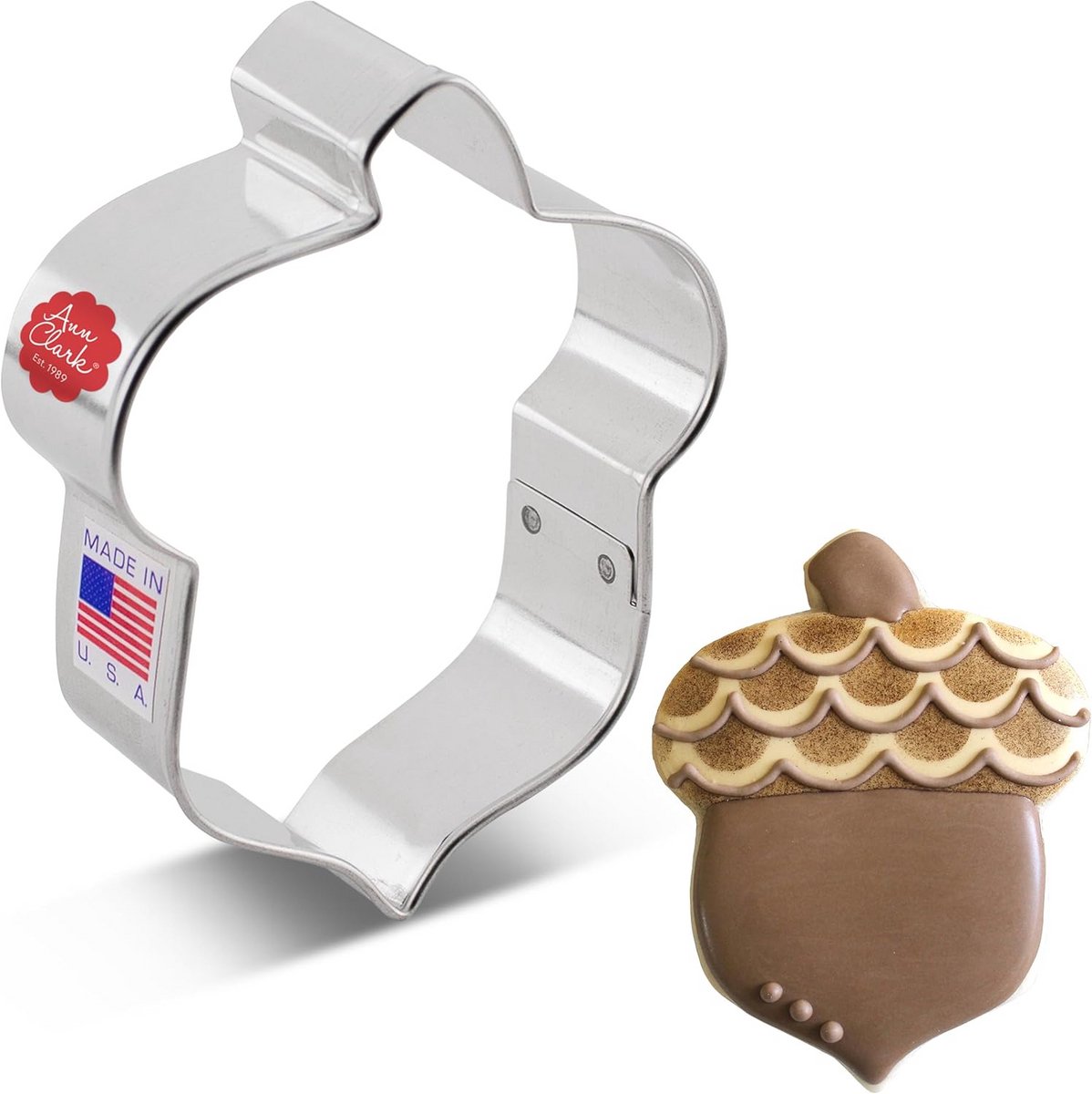 Grote Eikel Vorm Koekjesvorm Metaal - 9 cm Inox Vormpje