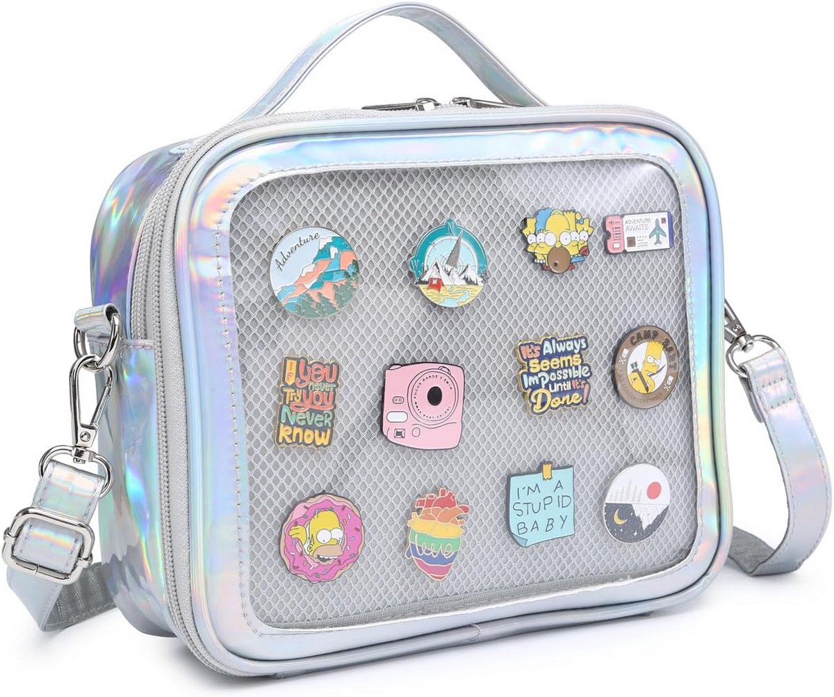 Kawaii Ita Tas Schoudertas Crossbody met Transparant Venster voor Pins en Accessoires