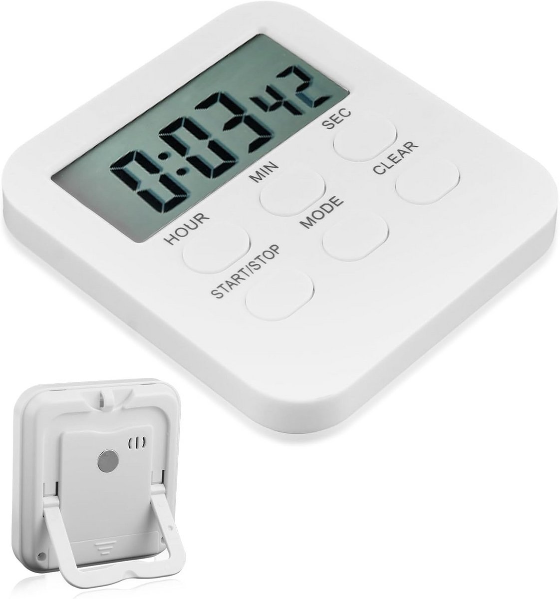 Multifunctionele Timer Klok met Groot Display - Wekker, Keukentimer en Stille Leerklok
