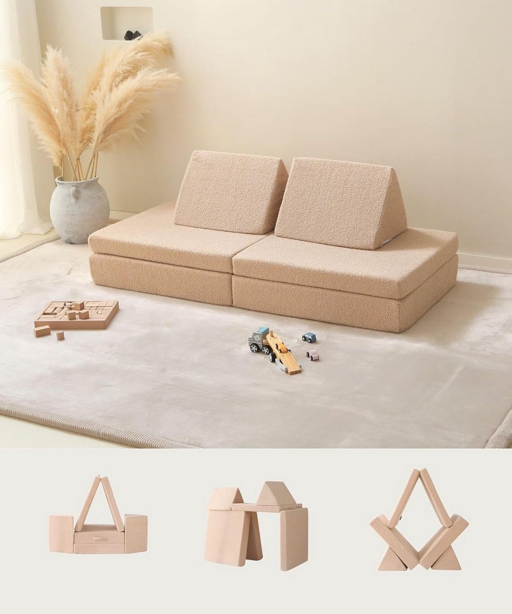 Modulaire Kinderbank Teddy Pluche - Zacht en Flexibel Speelbank voor Kinderkamer