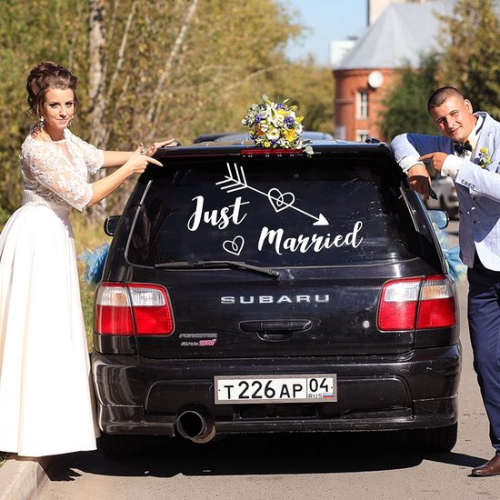 Vinyl Sticker Net Getrouwd voor Auto en Raam Decoratie Bruiloft | bol
