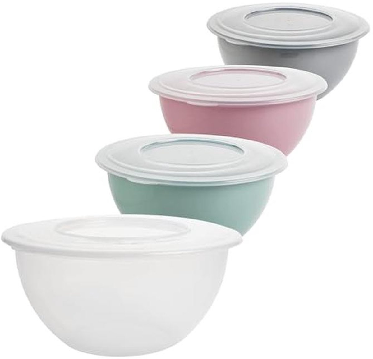 Set van 4 Multifunctionele Slakom met Deksel - BPA-vrij, 5 L, Trendy Kleuren