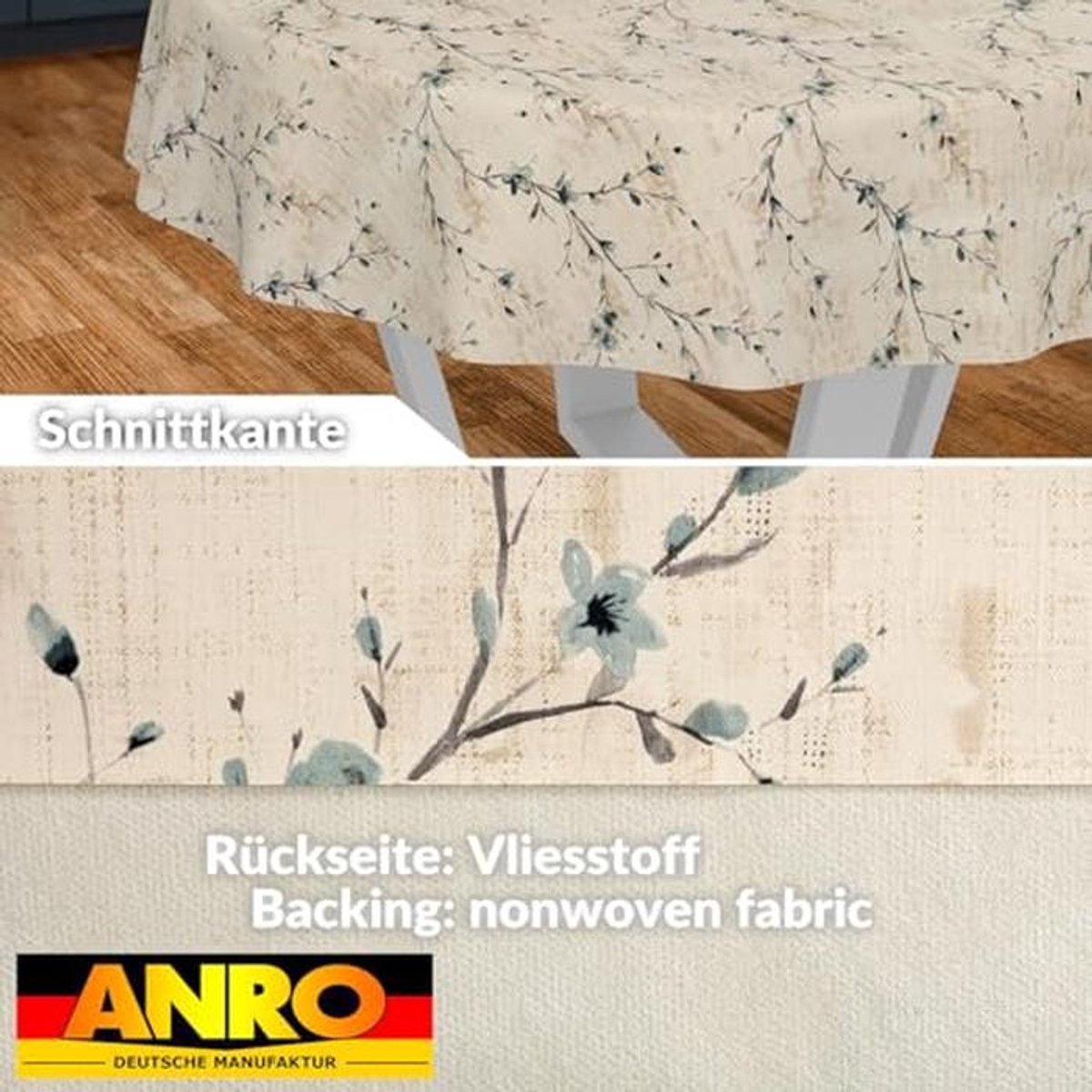 Wasdoek tafelkleed rond 120 cm afwasbaar waterafstotend met bloemen design