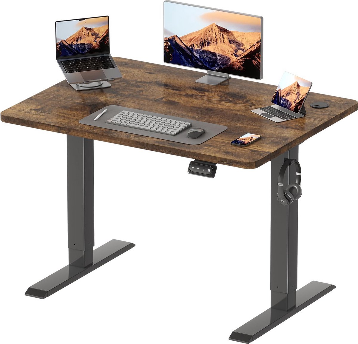 Elektrisch In Hoogte Verstelbaar Bureau 100x60cm met Geheugenfunctie voor Werk en Studie