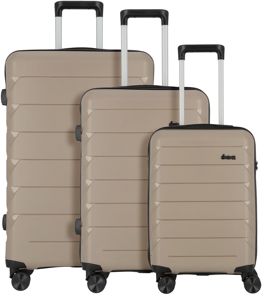 d & n Travel Line 4100 4 wielen Kofferset 3-delig - Harde bagage - TSA slot - taupe