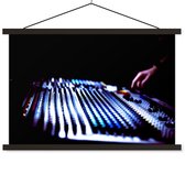 Console de mixage dans le noir plaque d'école lattes plates noir 150x100 cm - Tirage photo sur affiche textielposter (décoration murale salon / chambre)