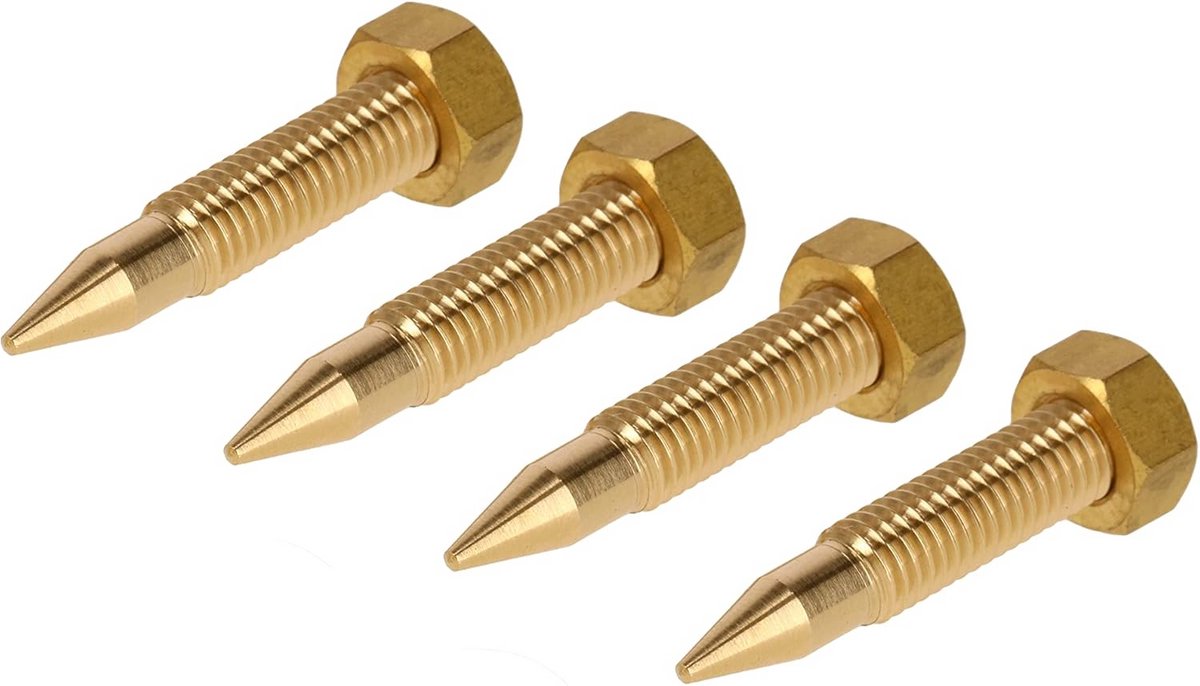 4x Universele Luidspreker Spikes M6 - Messing Trillingsdempers voor Audio Apparatuur