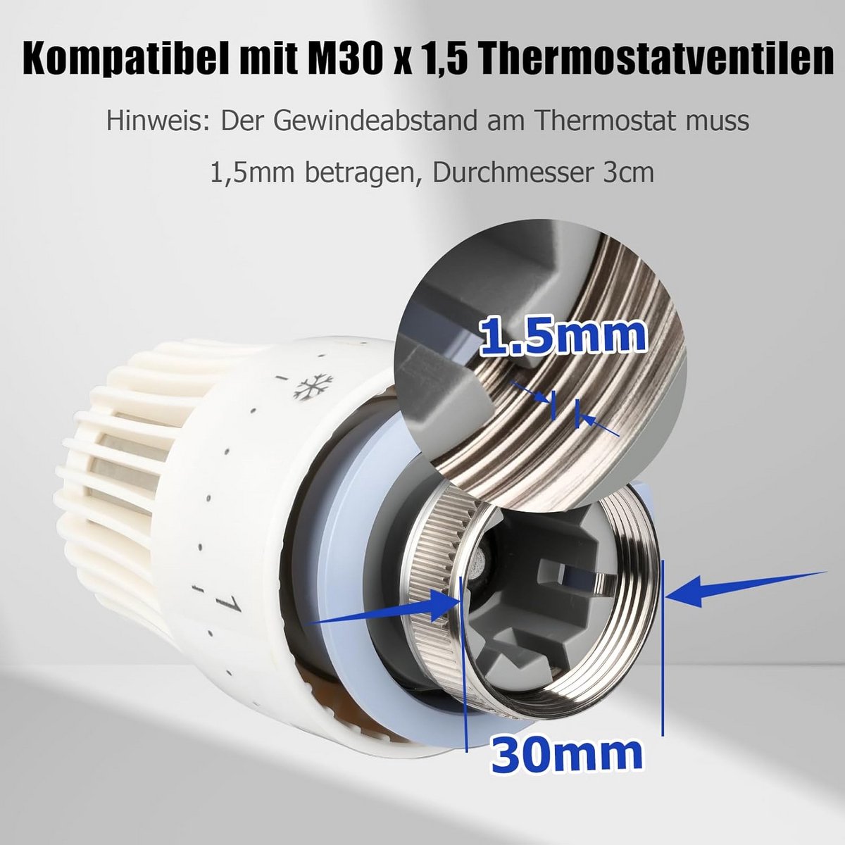 Adapter Thermostaatkop M30x1.0 naar M30x1.5 voor Verwarmingsventielen
