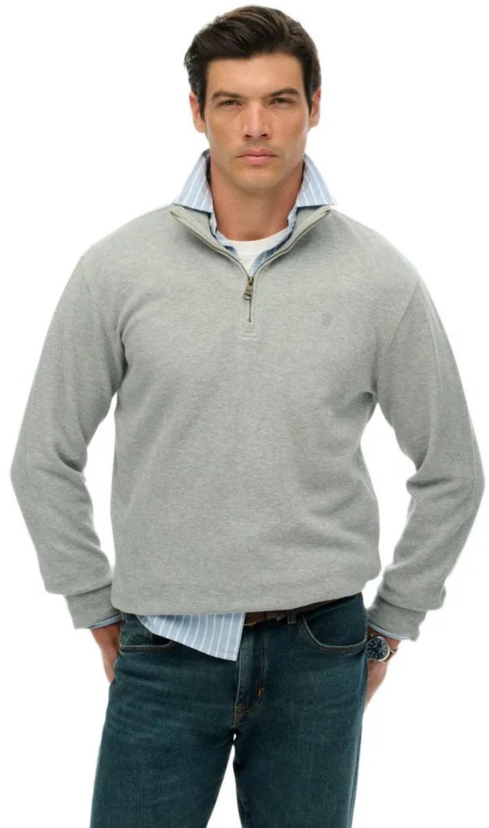Superdry Rib Half Rits Trui L Man Grijs