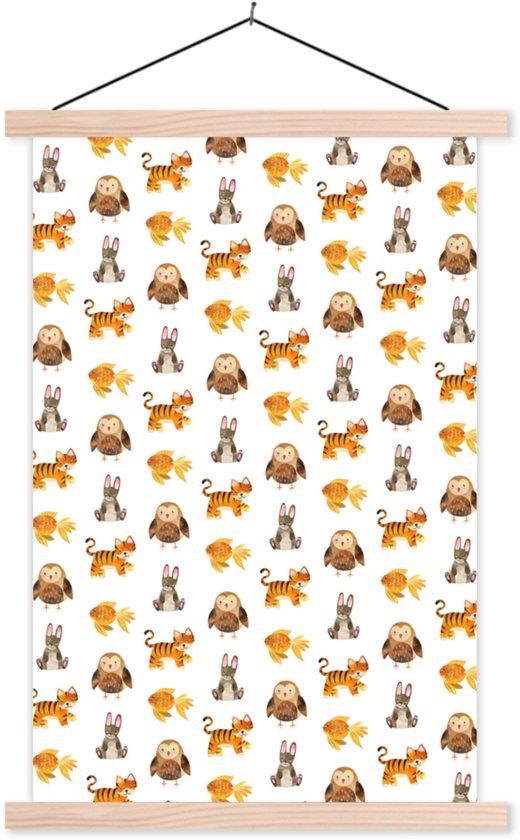Porte-affiche avec affiche - Affiche scolaire - Animaux - Motif - Couleurs - 40x60 cm - lattes vierges