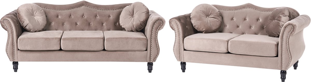 SKIEN - Bankenset - Taupe - Fluweel