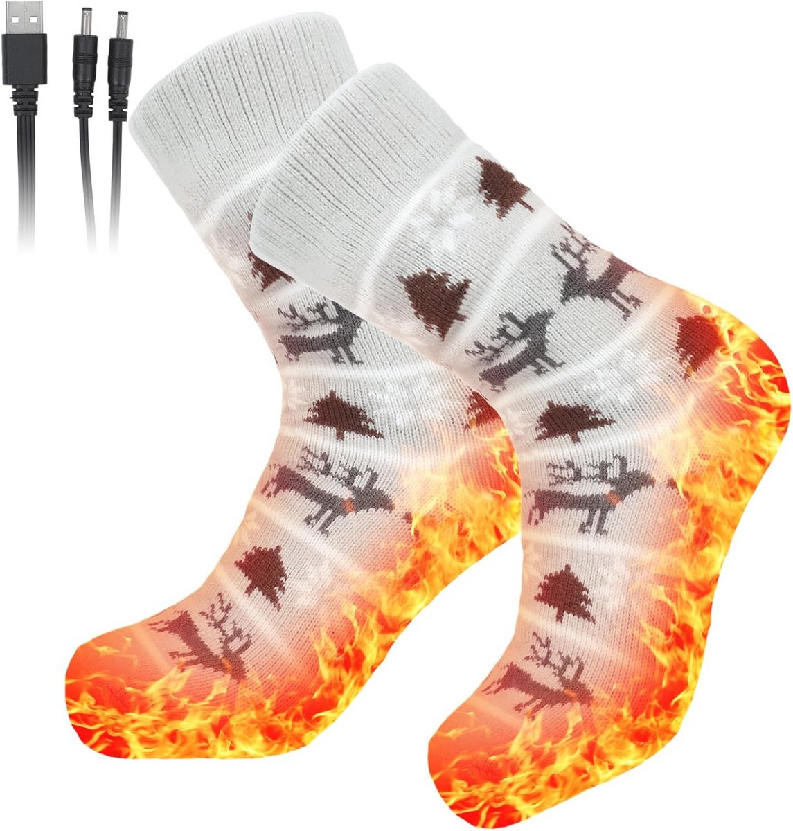 Zachte verwarmde fleece sokken en pantoffels voor heren en dames - USB voetwarmer voor binnengebruik