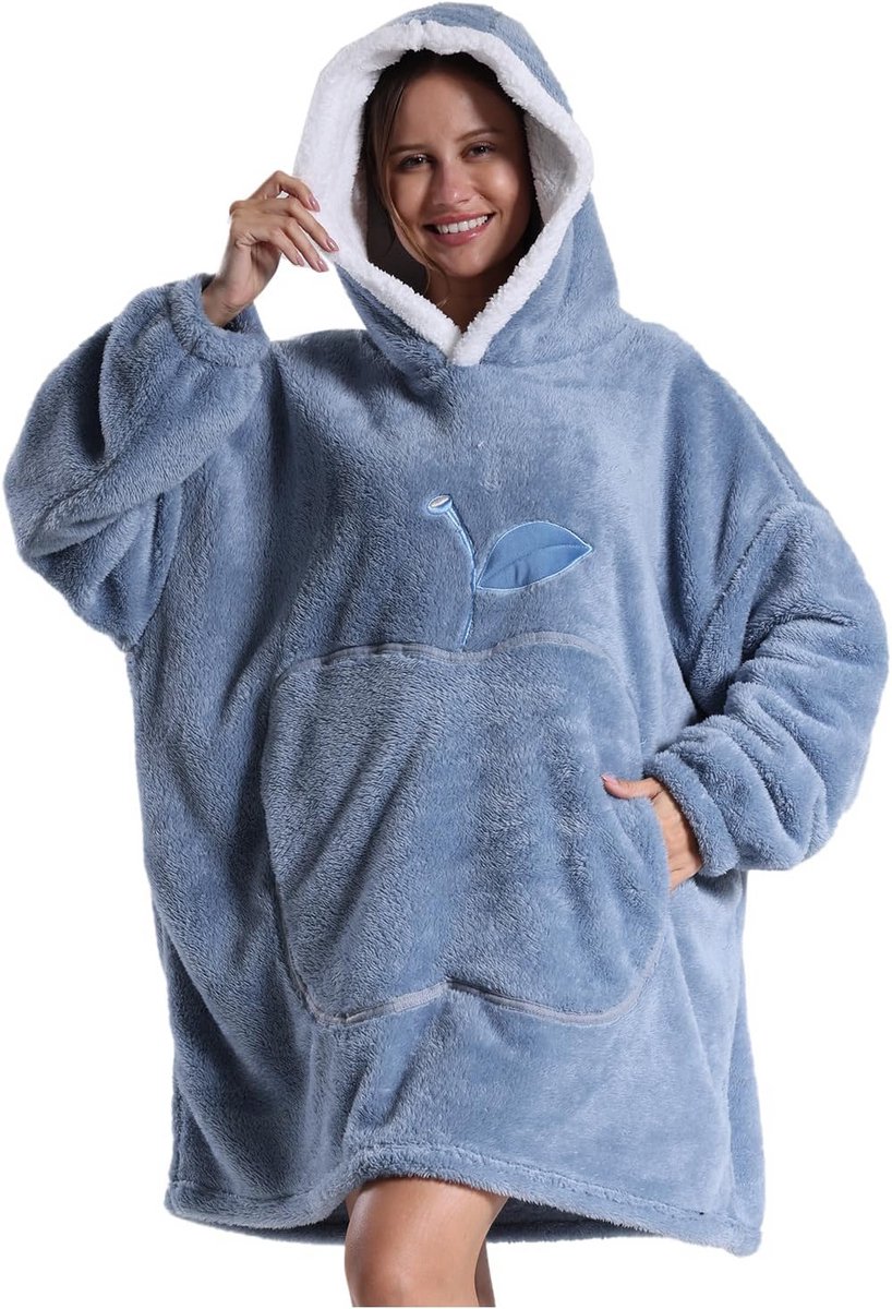 Hooded Sweatshirt voor Dames en Heren - Extra Lange Flanel Hoodie Deken - Super Zacht Volledige Body Sweatshirt - Eenmaat - Winter