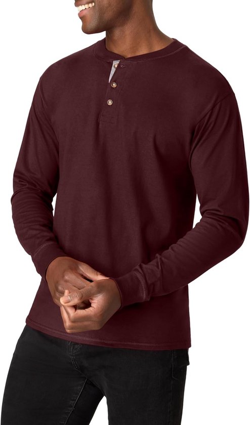 Chemises Henley Beefy pour Hommes à Manches Longues - Style T-shirt Coton Classique